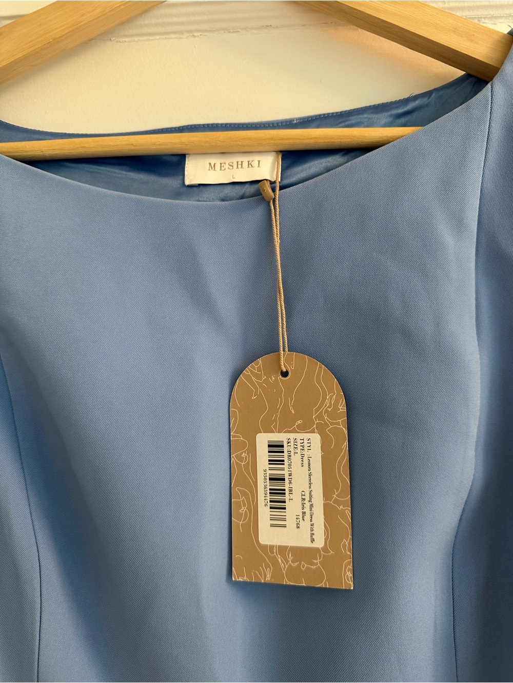 Meshki Powder Blue Scoop Neck Dress with Hang Tag